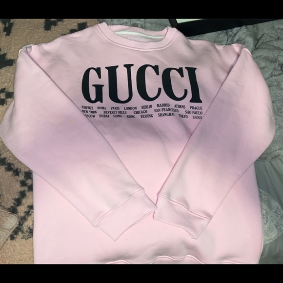Gucci Unisex Embroidered Cotton Pink Sweatshirt